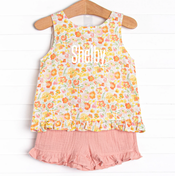 When the Sun Sets Muslin Short Set, Pink