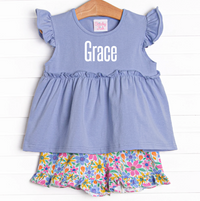 Groovy Garden Ruffle Short Set, Purple