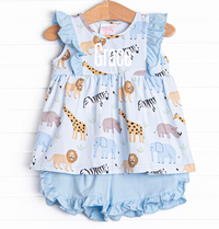 Safari Summer Ruffle Short Set, Blue