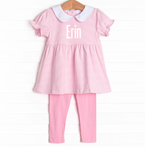 Erin Legging Set, Pink Stripe