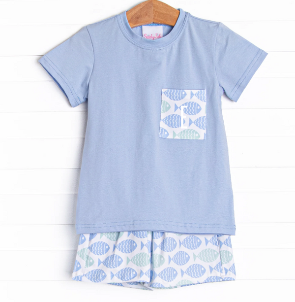 With the Tide Short Set, Blue