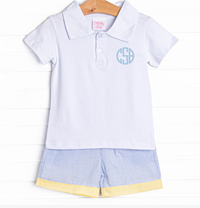 Sunshine Stripes Short Set, Blue