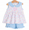 Blooms in the Breeze Ruffle Short Set, Blue