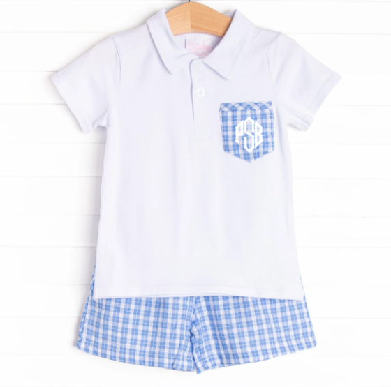 Picnic Plaid Short Set, Blue