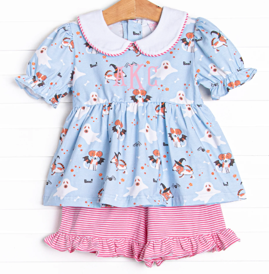 Boos and Barks Short Set, Blue