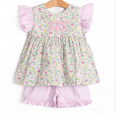 Bleu: Briar Smocked Ruffle Short Set, Pink