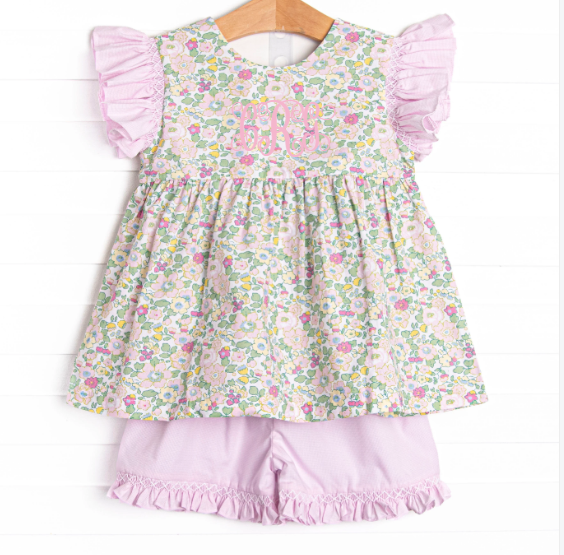 Bleu: Briar Smocked Ruffle Short Set, Pink