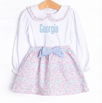 Garden of Flowers Skirt Set, Blue