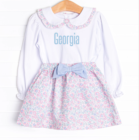 Garden of Flowers Skirt Set, Blue