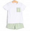 Evan Short Set, Light Green Stripe