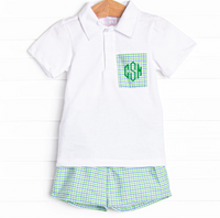 Perfectly Plaid Short Set, Green