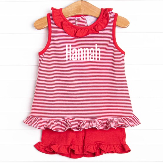 Hannah Short Set, Candy Apple Stripe