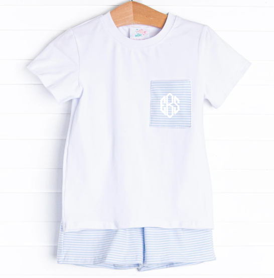 Evan Short Set, Sky Blue Stripe