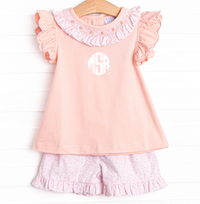 Bleu: Merritt Smocked Short Set, Pink