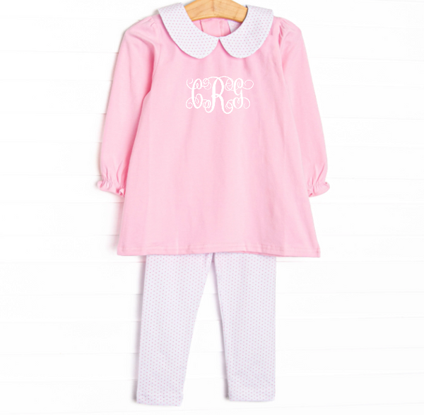 Bitty Dot Basic Legging Set, Pink