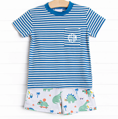 Summer Saurus Short Set, Blue
