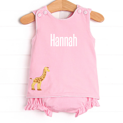 Giraffe Giant Applique Diaper Set, Pink