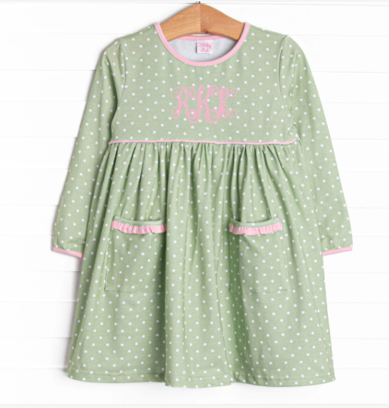 green dress with pink polka dots Tiered Hem Polka Dot Dress In Green And Pink | PAISIE