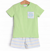 Ric Rac Rays Short Set, Green