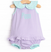 Pippa Ruffle Skirted Bubble, Lavender Stripe