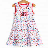 Flowers and Flags Dress, Red