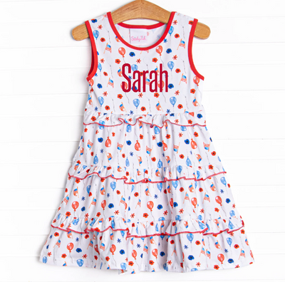 Flowers and Flags Dress, Red