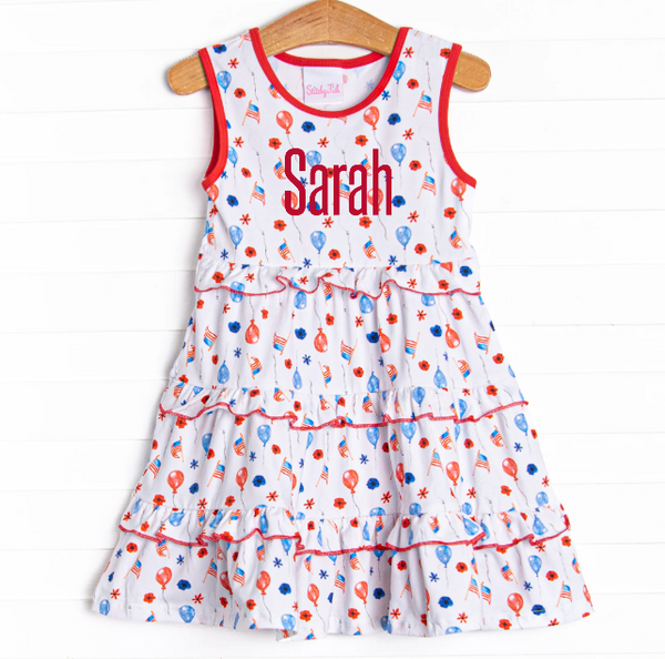 Flowers and Flags Dress, Red