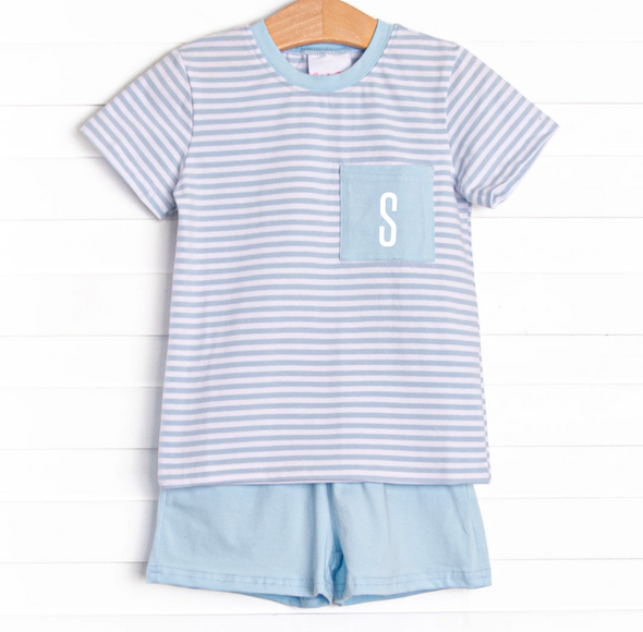 Little Boy Blue Short Set, Blue Stripe