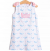 Nellie Narwhal Bow Dress, Blue