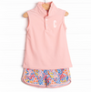 Teagan Tennis Short Set, Pink Floral