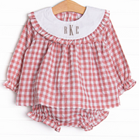 Hillside Orchard Bib Diaper Set, Red Check