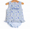 Little Miss Daisy Diaper Set, Blue Floral