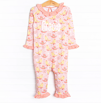 Giddy Up Gal Ruffle Romper, Pink