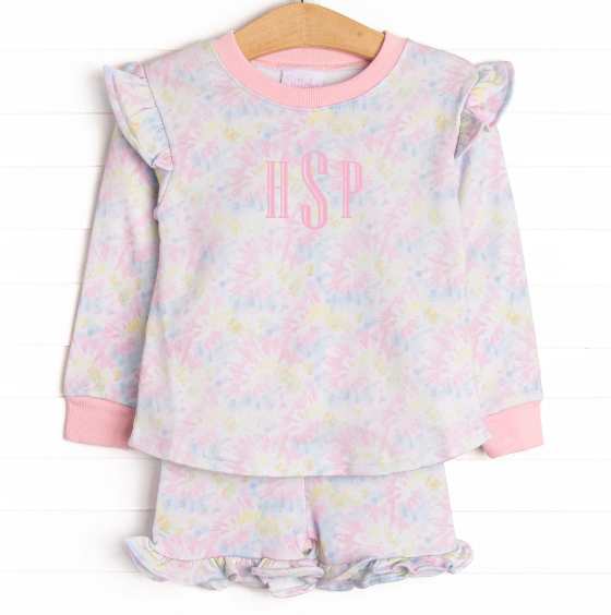 Happy Hippie Sweatshirt Short Set, Pink