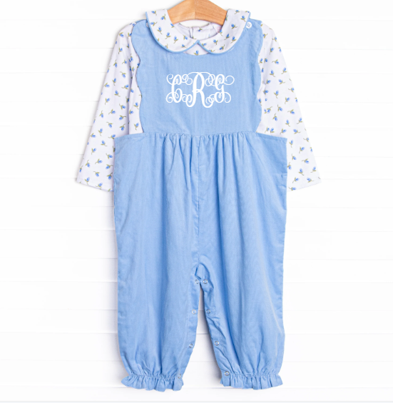 Berry Blue Buds Romper Set, Blue