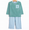 Evan Pant Set, Forest Green Stripe
