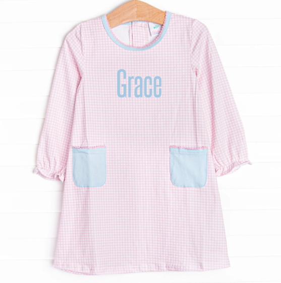 Grace Gingham Pocket Dress, Pink