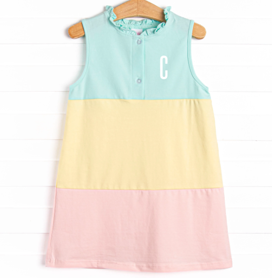 Girl's Color Block Clara Dress in Aqua size 12M Girl's Color Block Clara Dress in Aqua size 12M