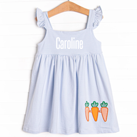 Carrot Cutie Applique Dress, Blue