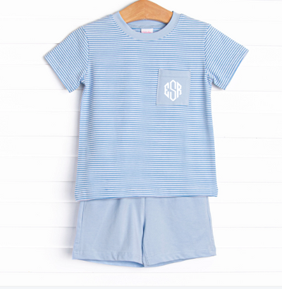 Evan Short Set, Medium Blue Stripe