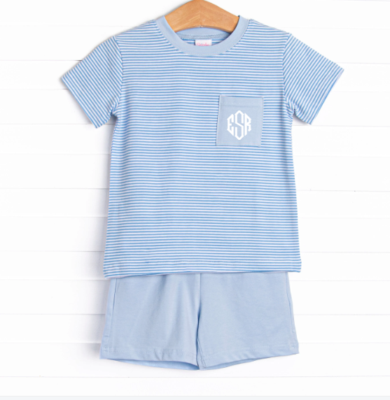 Evan Short Set, Medium Blue Stripe