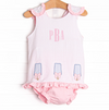 Palm Beach Popsicles Applique Diaper Set, Pink