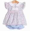 Felicity Florals Flutter Sleeve Diaper Set, Blue
