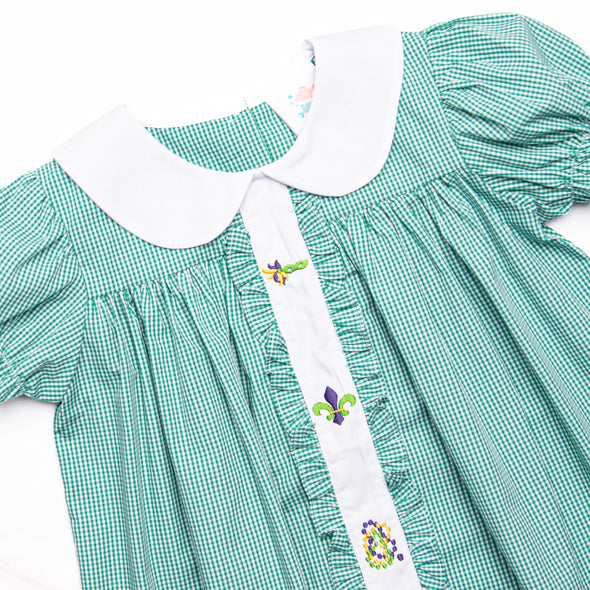 Let the Good Times Roll Embroidered Dress, Green