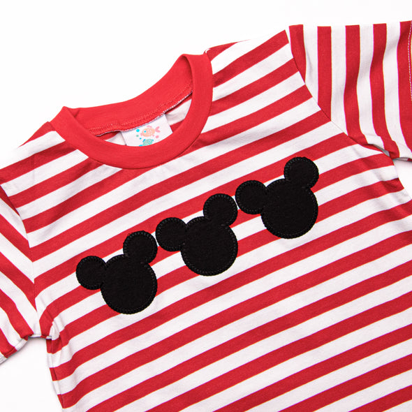 Mouse Ear Magic Applique Short Set, Red Stripe