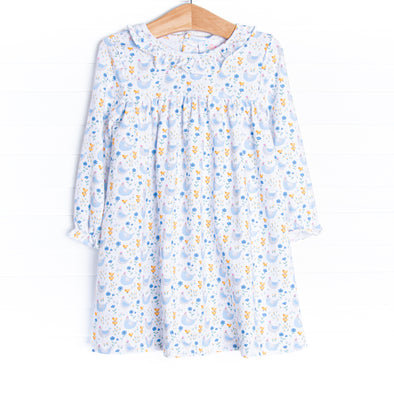 Chicks and Chirps Dress, Blue