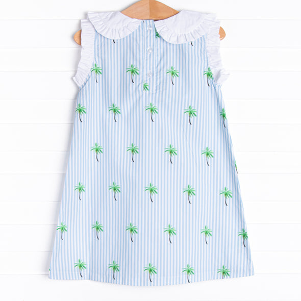Palm Tree Paradise Dress, Blue