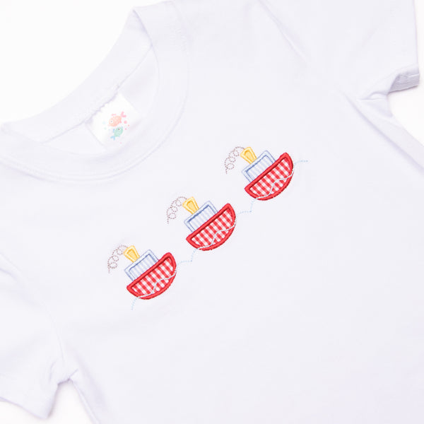 Full Steam Ahead Applique Top, White