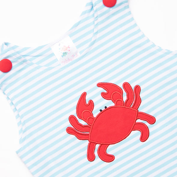 Cutest Crab Short Romper, Blue