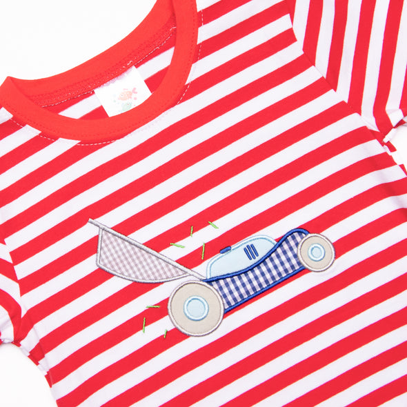 Get Mowin' Applique Top, Red Stripe